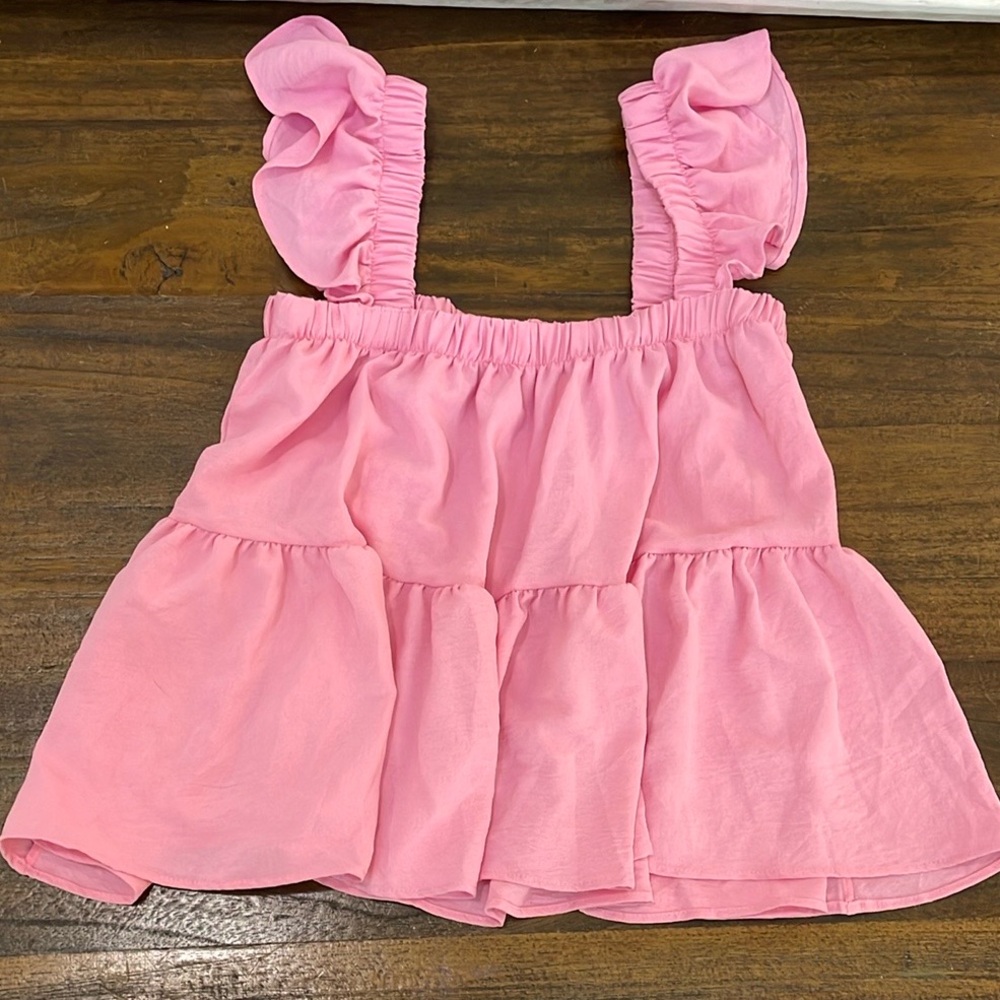 Altar'd State Pink Ruffled Sleeveless Top Size Small